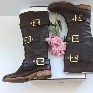 Coach Boots with buckle detail in Chestnut